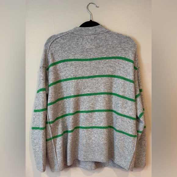 NWOT Aerie Gray and Green Striped Women's Sweater - Picture 4 of 6